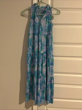 Lilly Pulitzer Blue Green Floral Maxi Dress